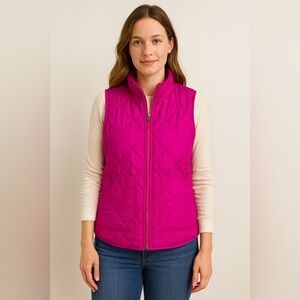 J.Crew Quilted Puffer Vest Pink Womens Small ZipUp Sleeveless Jacket Lightweight